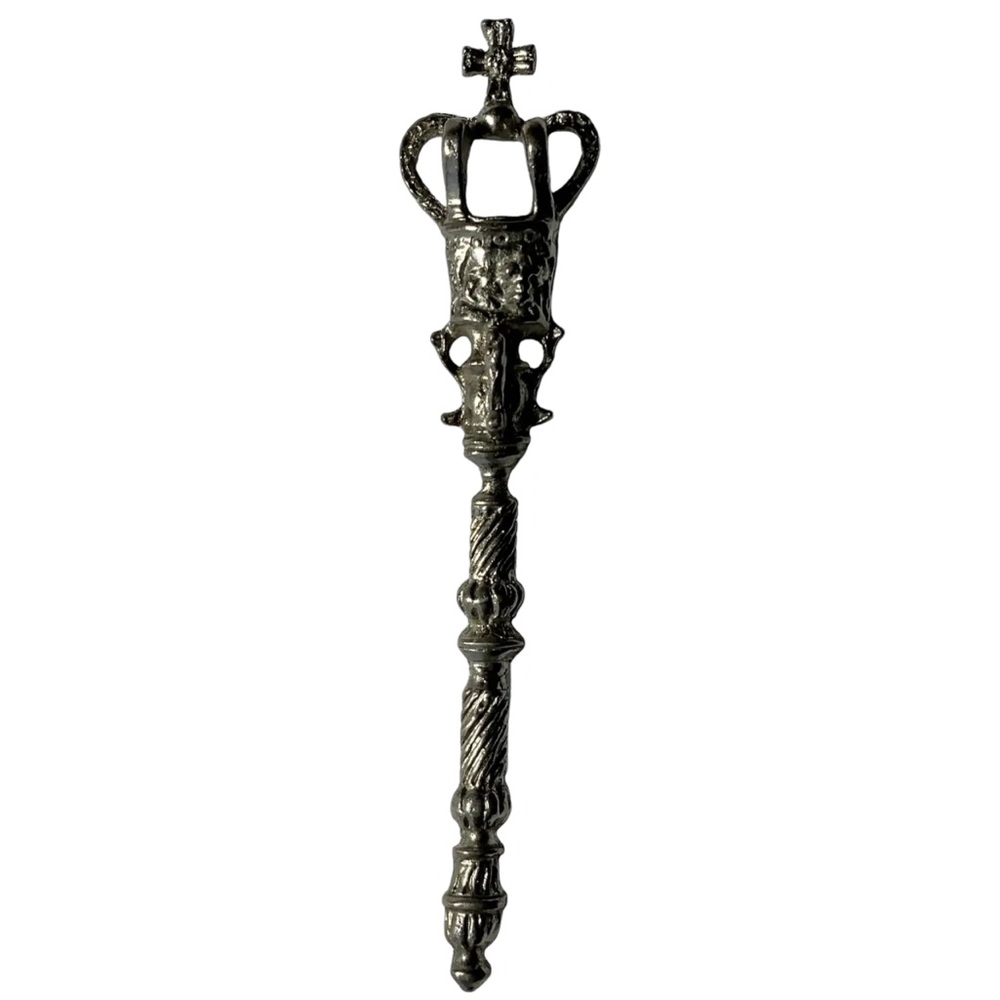 Vintage Silver Royal Regency Crown Scepter Staff Brooch